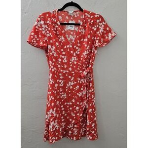 *NEW w/Tags J.Crew Red and White Floral‎ Printed Wrap Dress Womens Size 0
